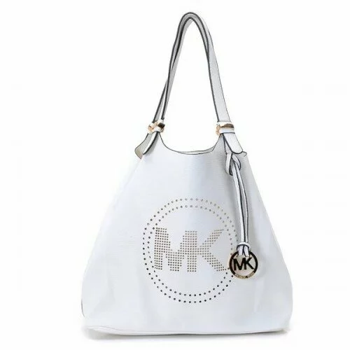 Michael Kors Large Perforated-Logo Grab Bag White