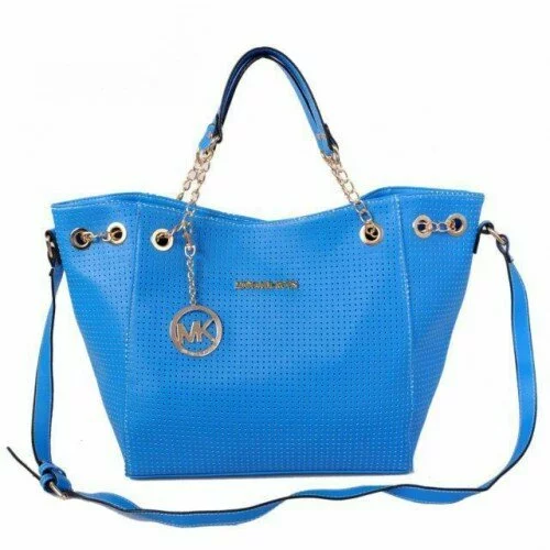 Michael Kors Perforated Chain Large Blue Totes